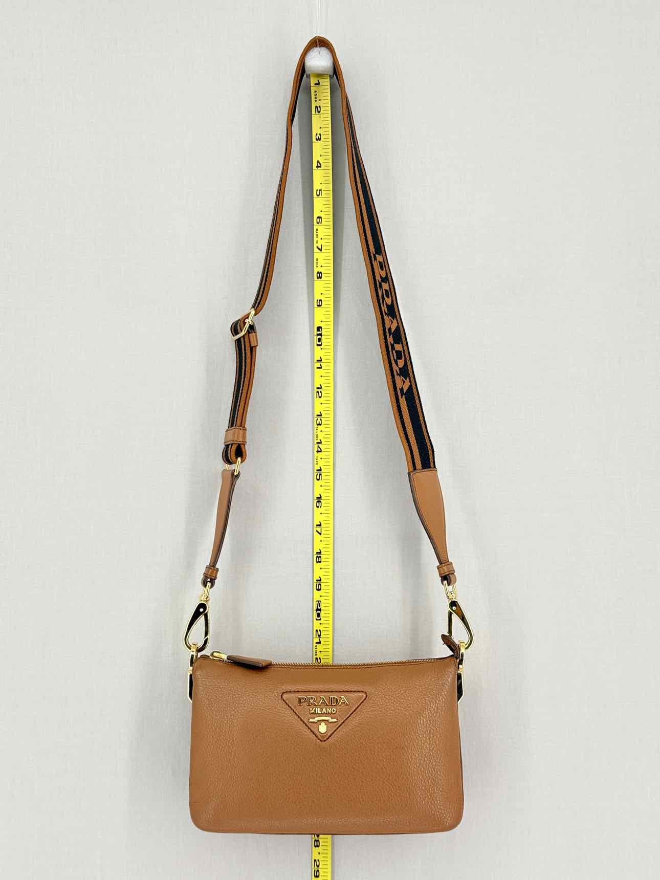 PRADA Logo-Strap Brown Shoulder Bag