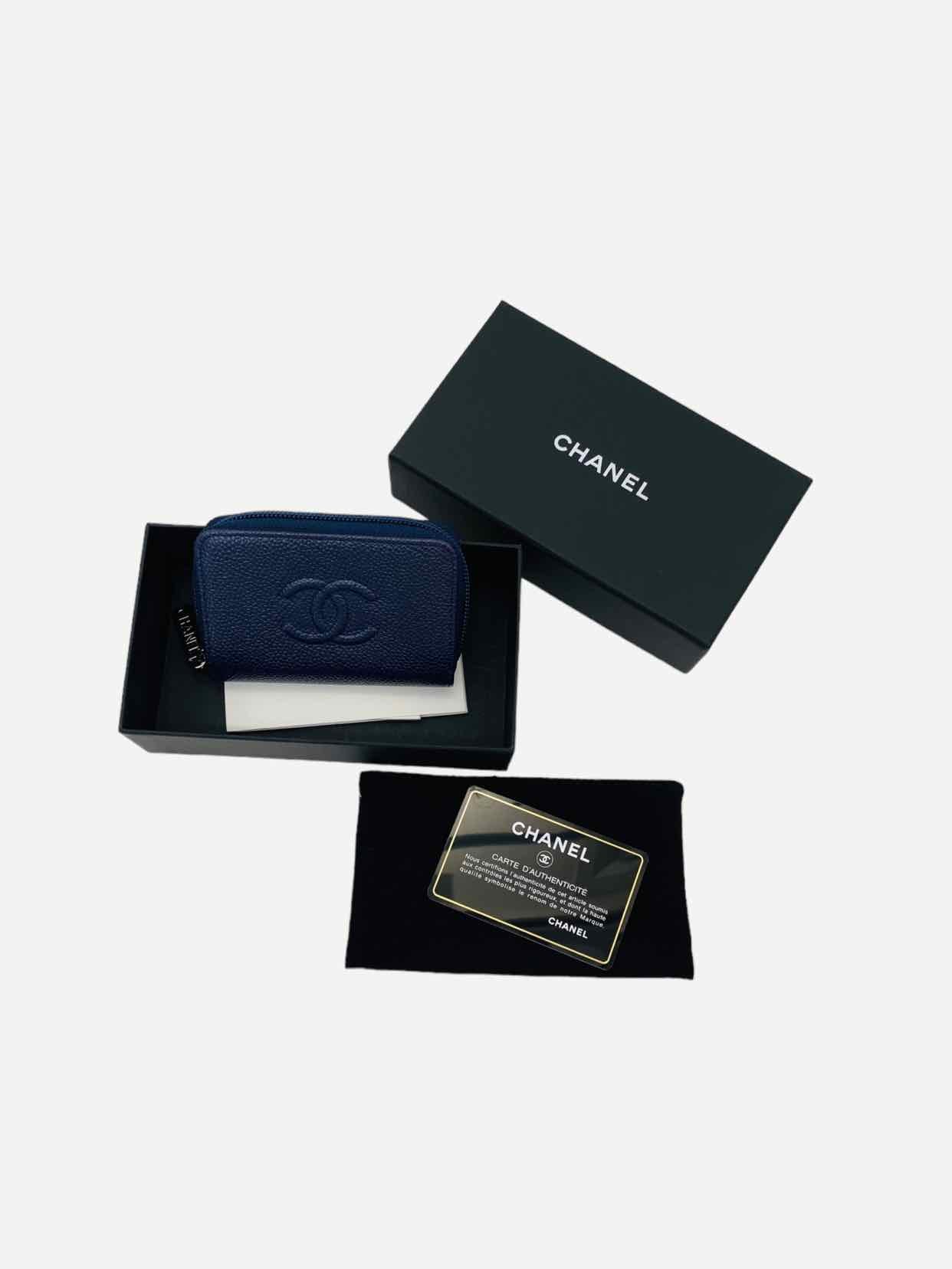 CHANEL CC Timeless Navy Blue Compact Wallet