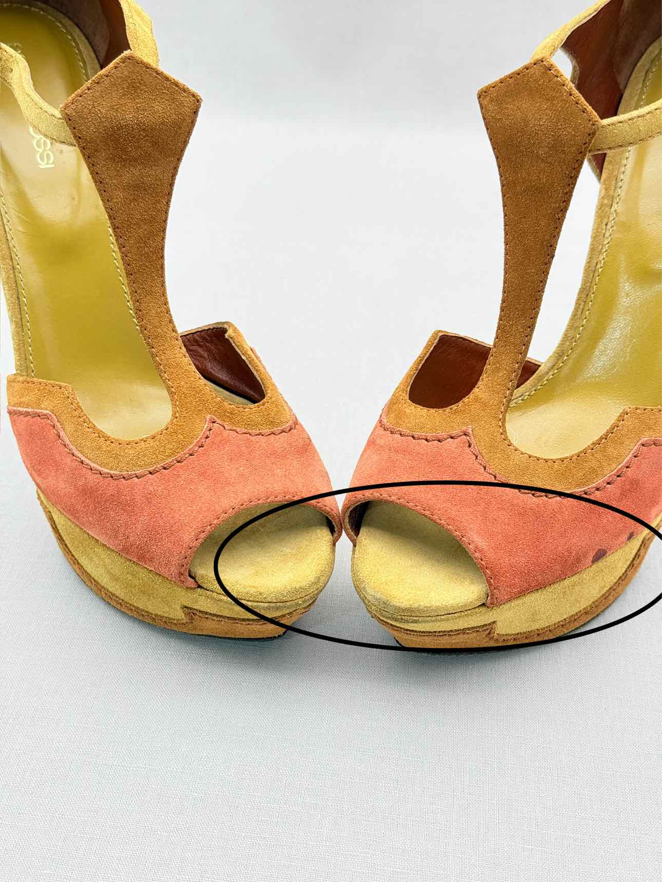 SERGIO ROSSI Tan & Orange Size EU 39.5 Platform Sandals