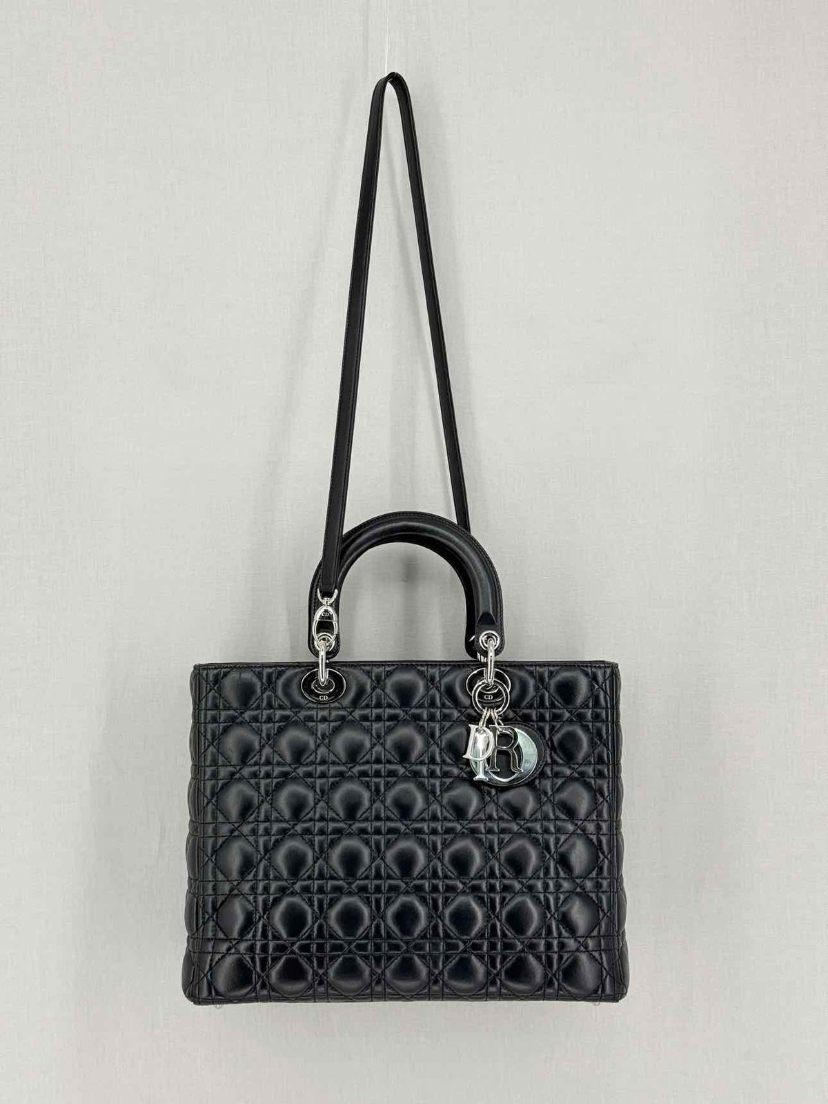 CHRISTIAN DIOR Lady Dior Black Cannage Top Handle