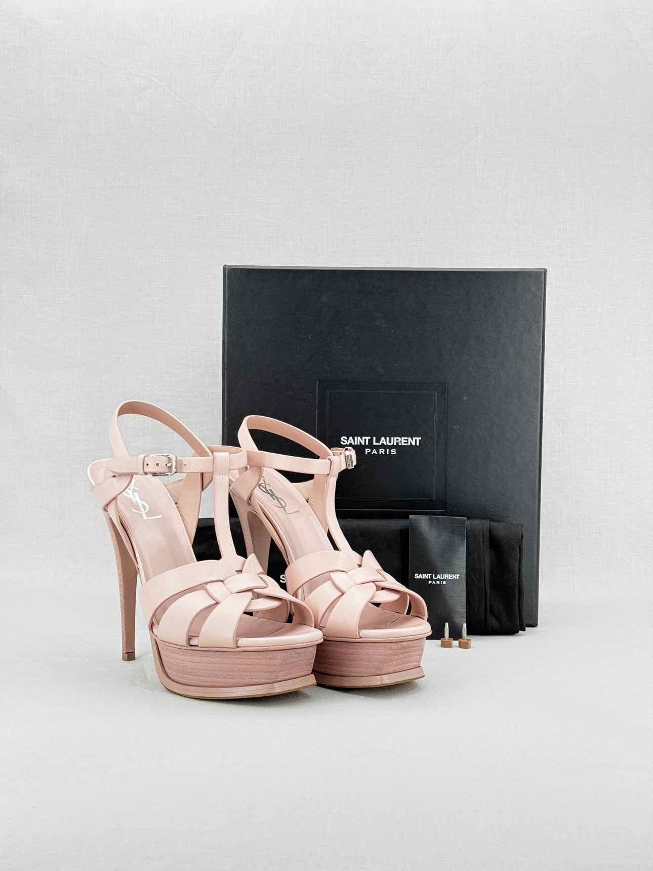 SAINT LAURENT Dusky Pink Size EU 38.5 Heeled Sandals