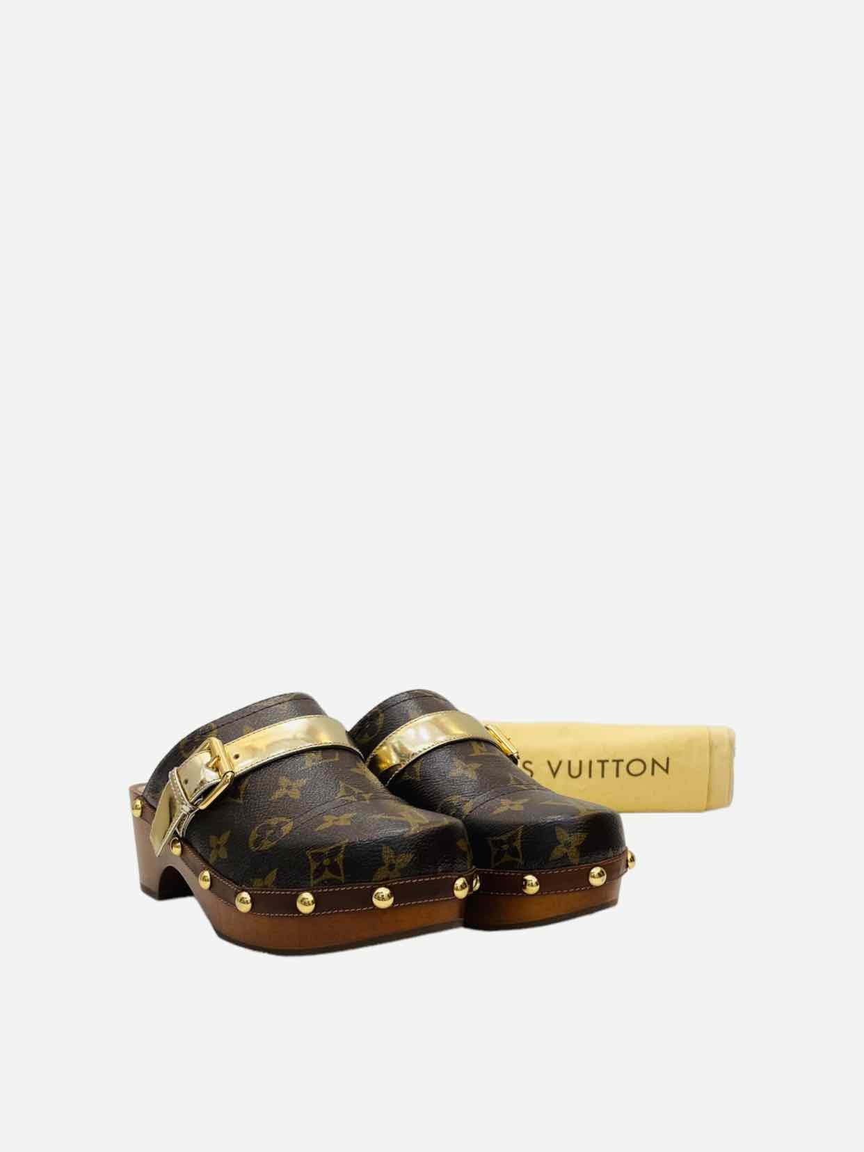 LOUIS VUITTON Canopy Brown & Gold Size EU 36 Clogs