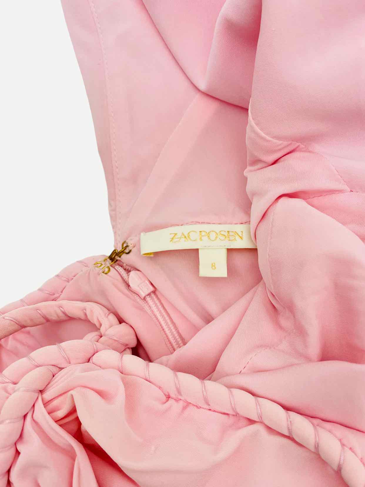 ZAC POSEN Ruched Baby Pink Size US 8 Long Dress