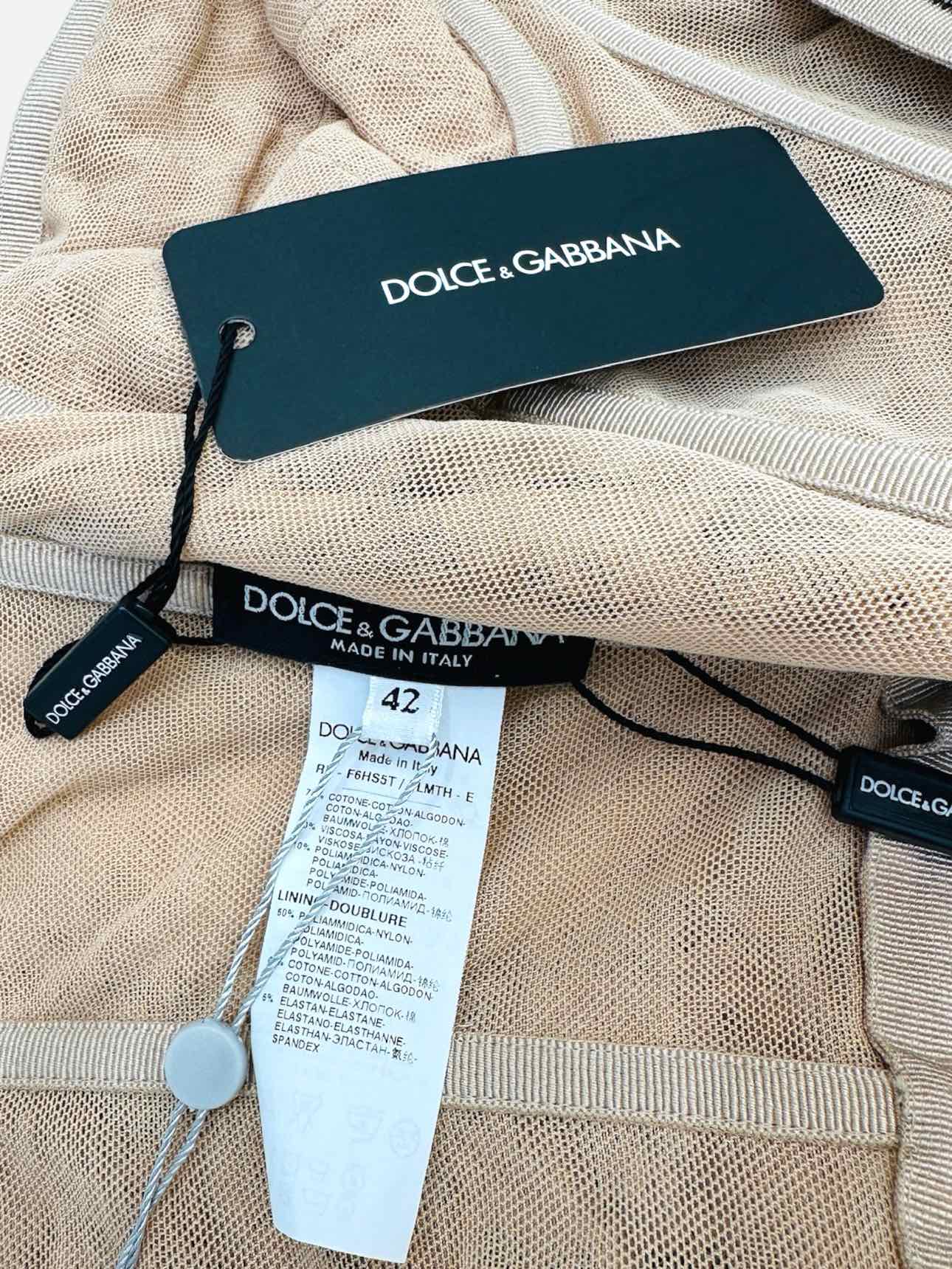 DOLCE & GABBANA Beige & Black Size US 6 Short Dress