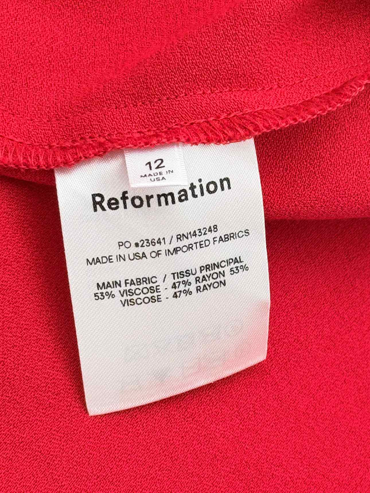 REFORMATION Red Size US 12 Knee Length Dress