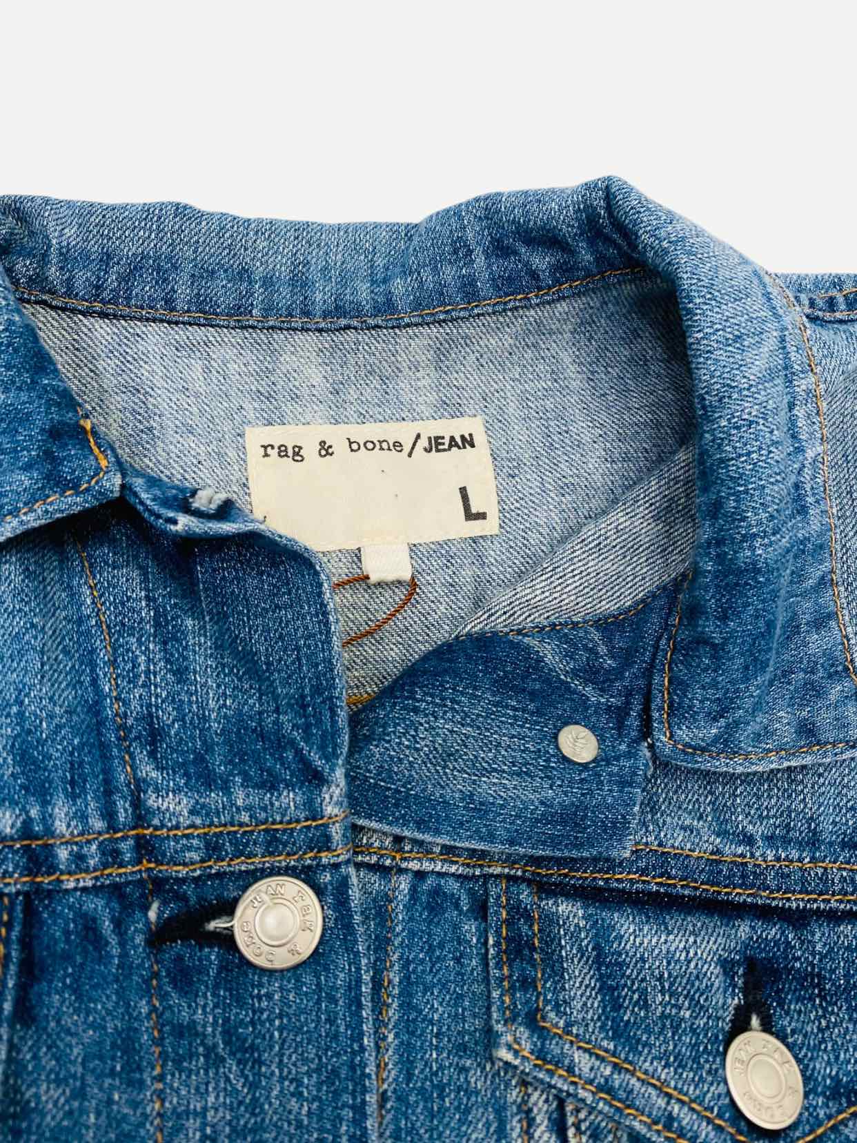 RAG & BONE Denim Faded Blue Size Large Jacket