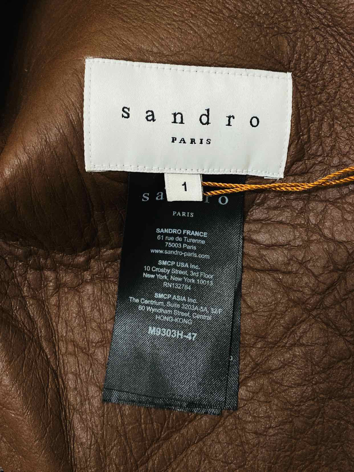 SANDRO Reversible Navy Blue & Brown Size US 4 Coat