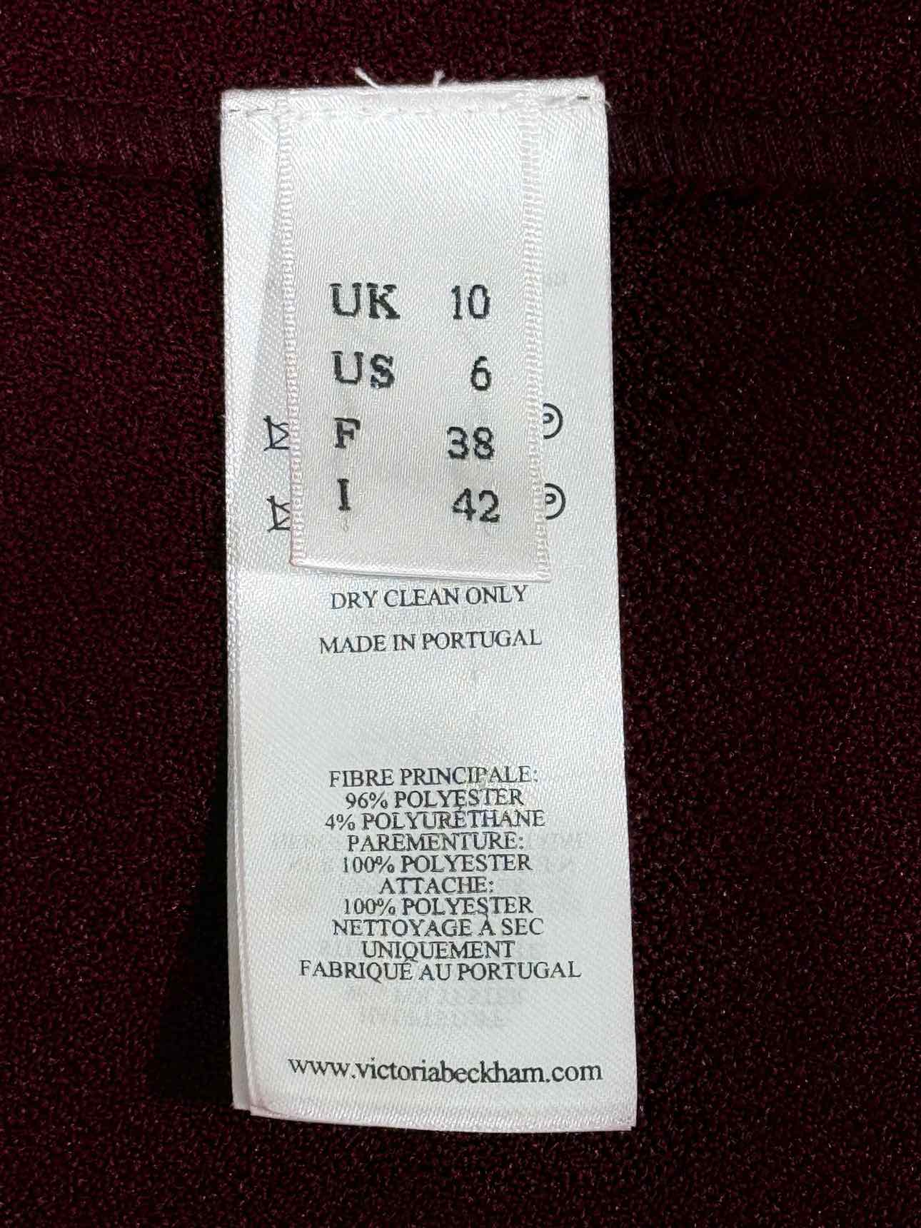 VICTORIA BECKHAM Burgundy Size US 6 Knee Length Dress