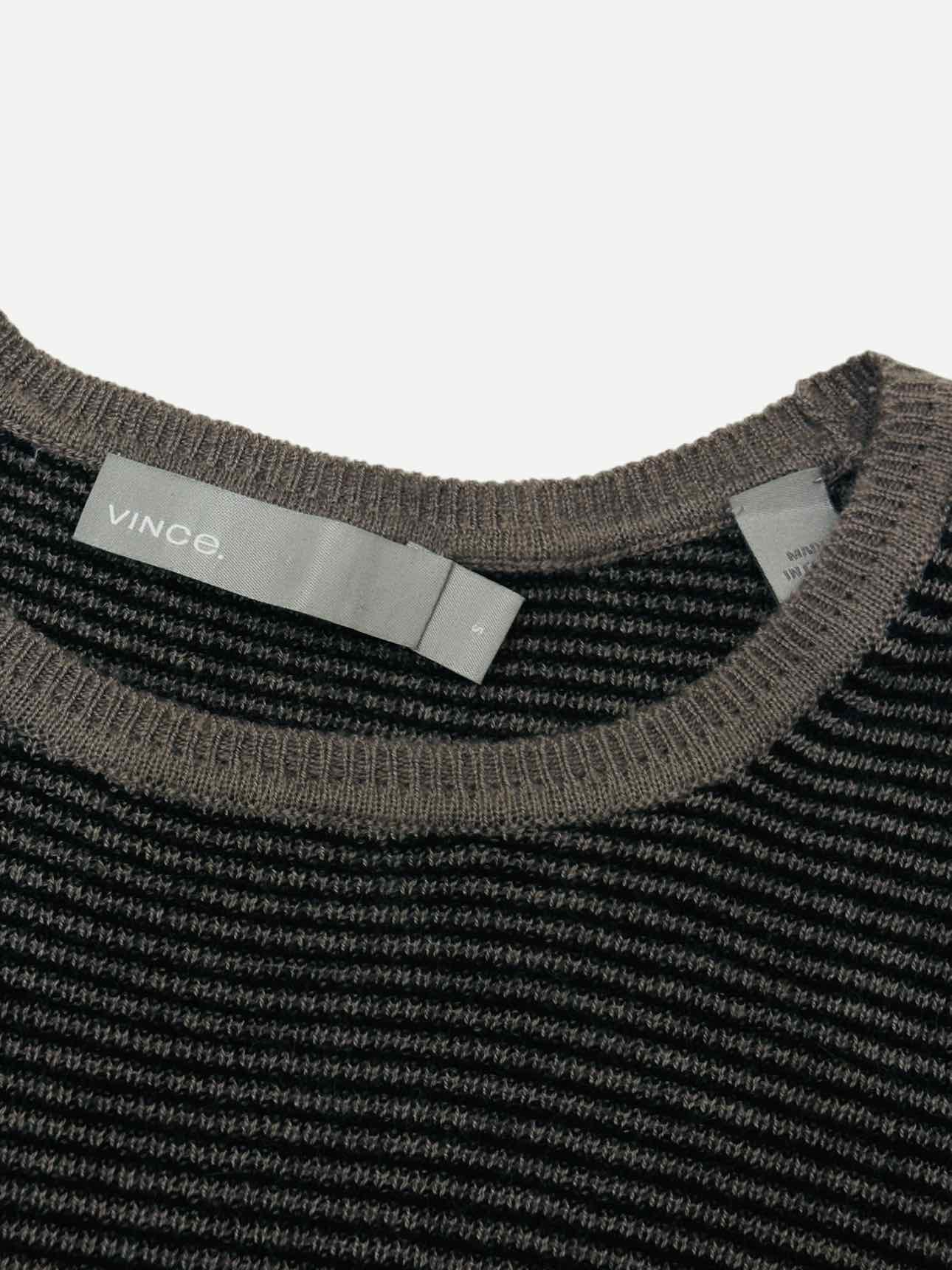 VINCE Black & Grey Striped Size Small Jumper