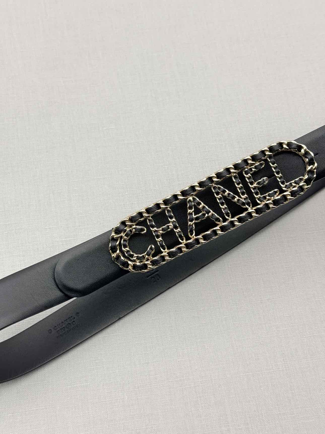 CHANEL Black Chain Link Belt