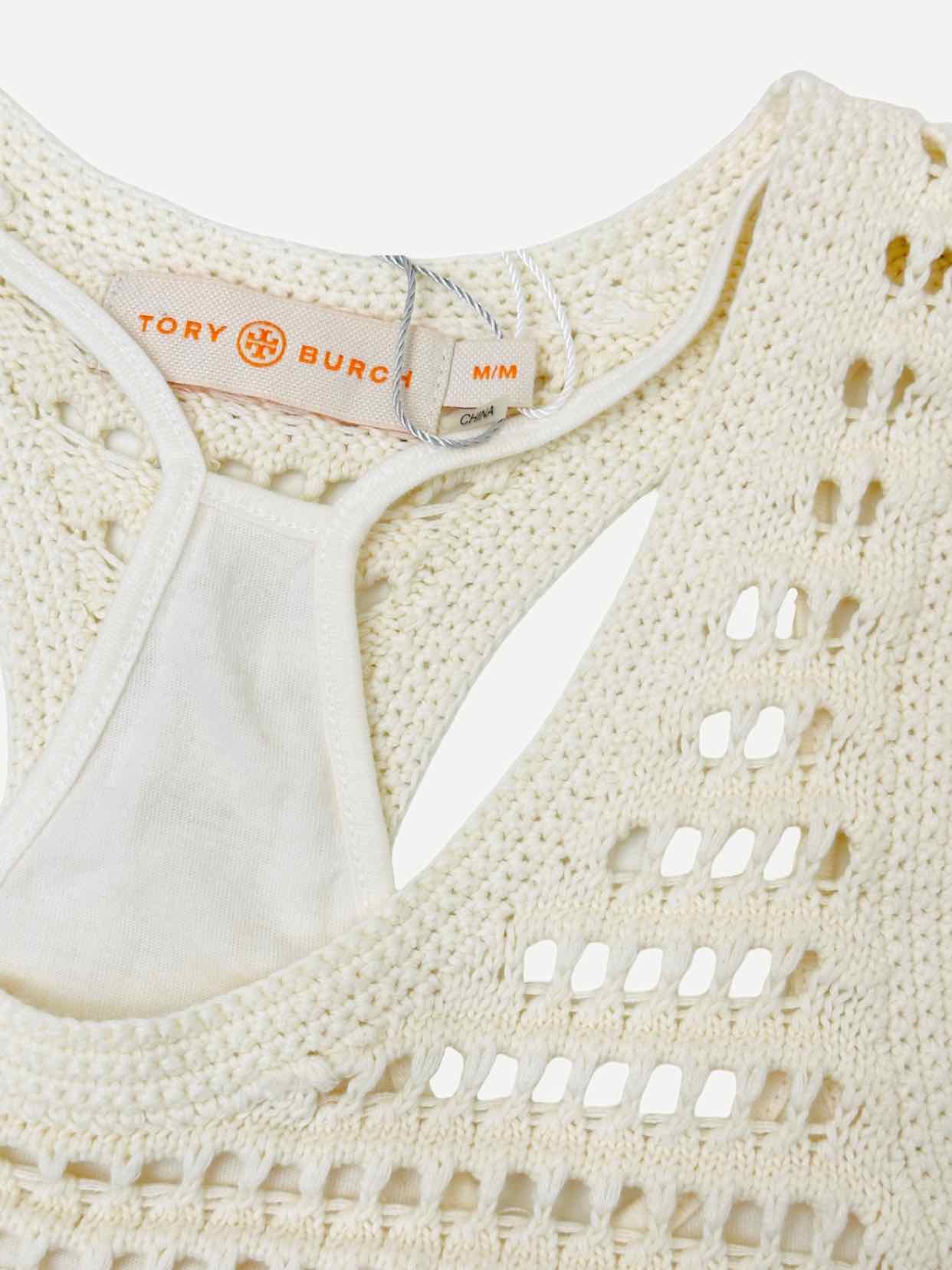 TORY BURCH Crochet Off-white Size Medium Midi Dress