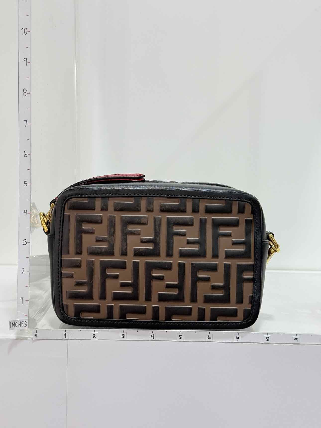 FENDI Camera Case Black & Brown Embossed Crossbody