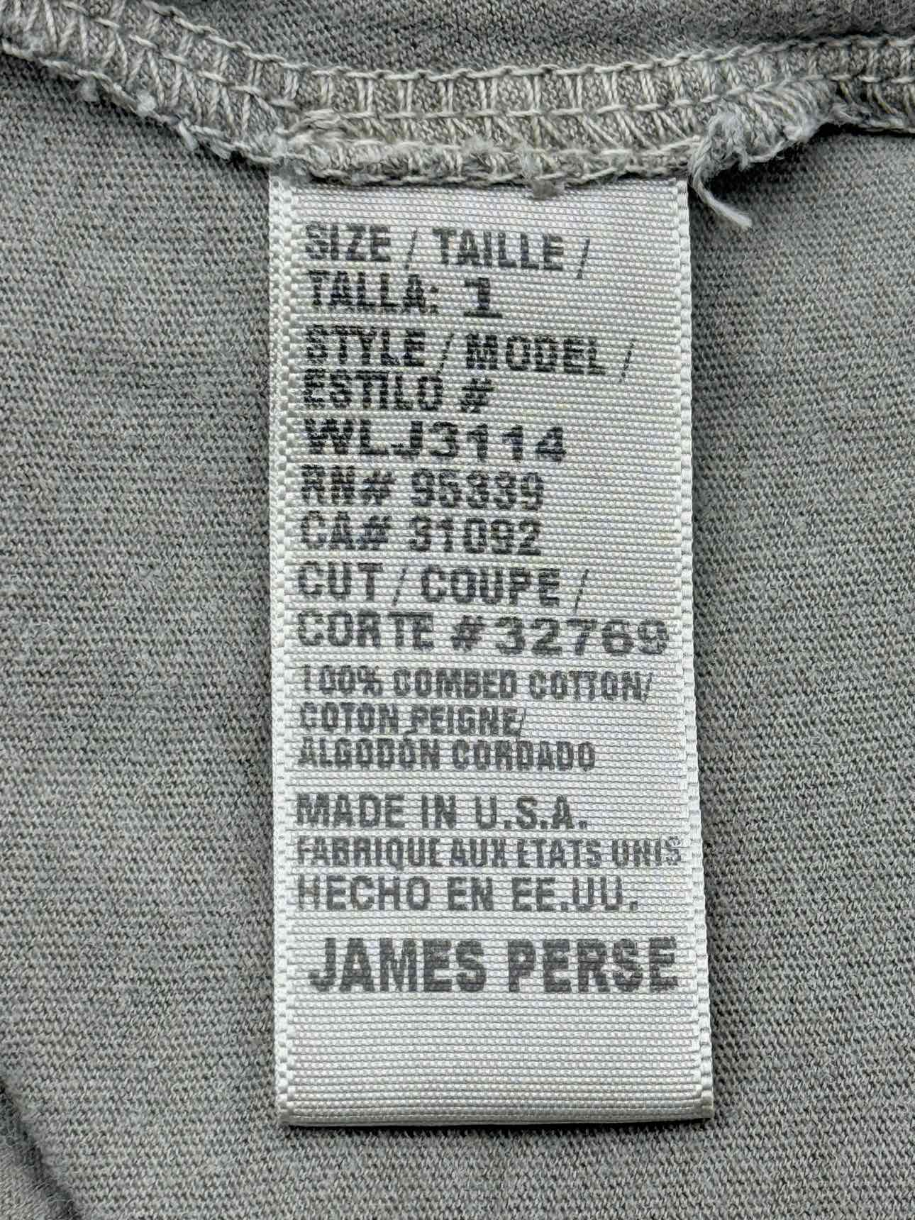 STANDARD JAMES PERSE Estilo Grey Size Small T-shirt