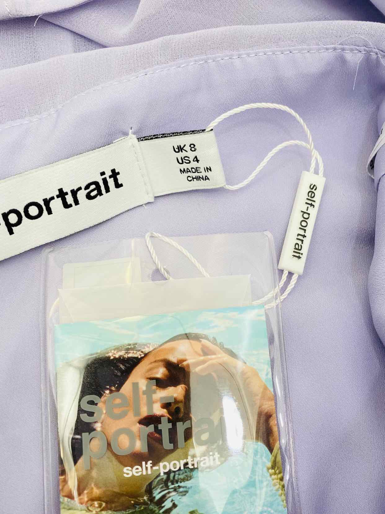 SELF-PORTRAIT Chiffon Lilac Size US 4 Midi Dress