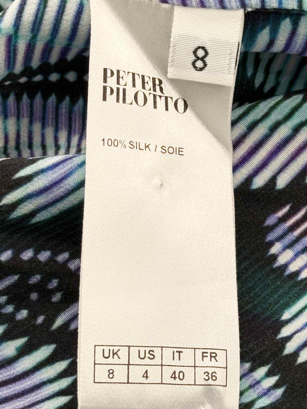 PETER PILOTTO Blue Printed Size US 4 Top & Skirt Outfit