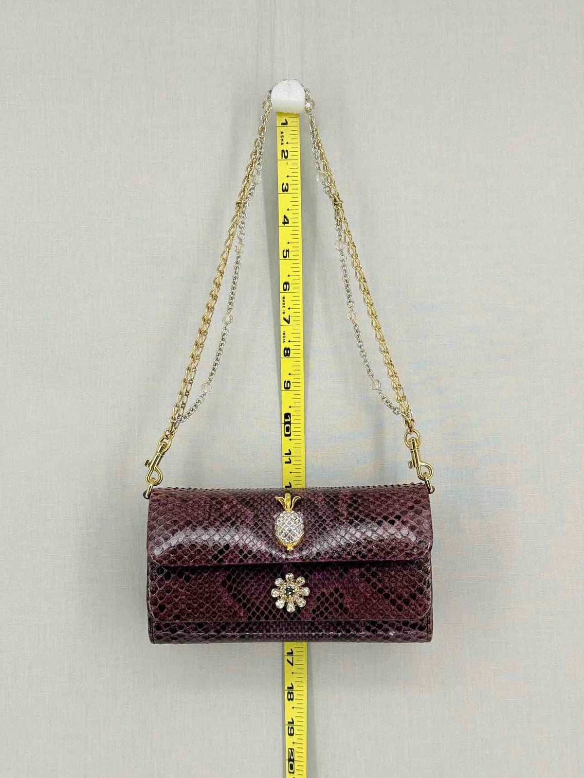 DOLCE & GABBANA Crystal Embellished Plum Shoulder Bag