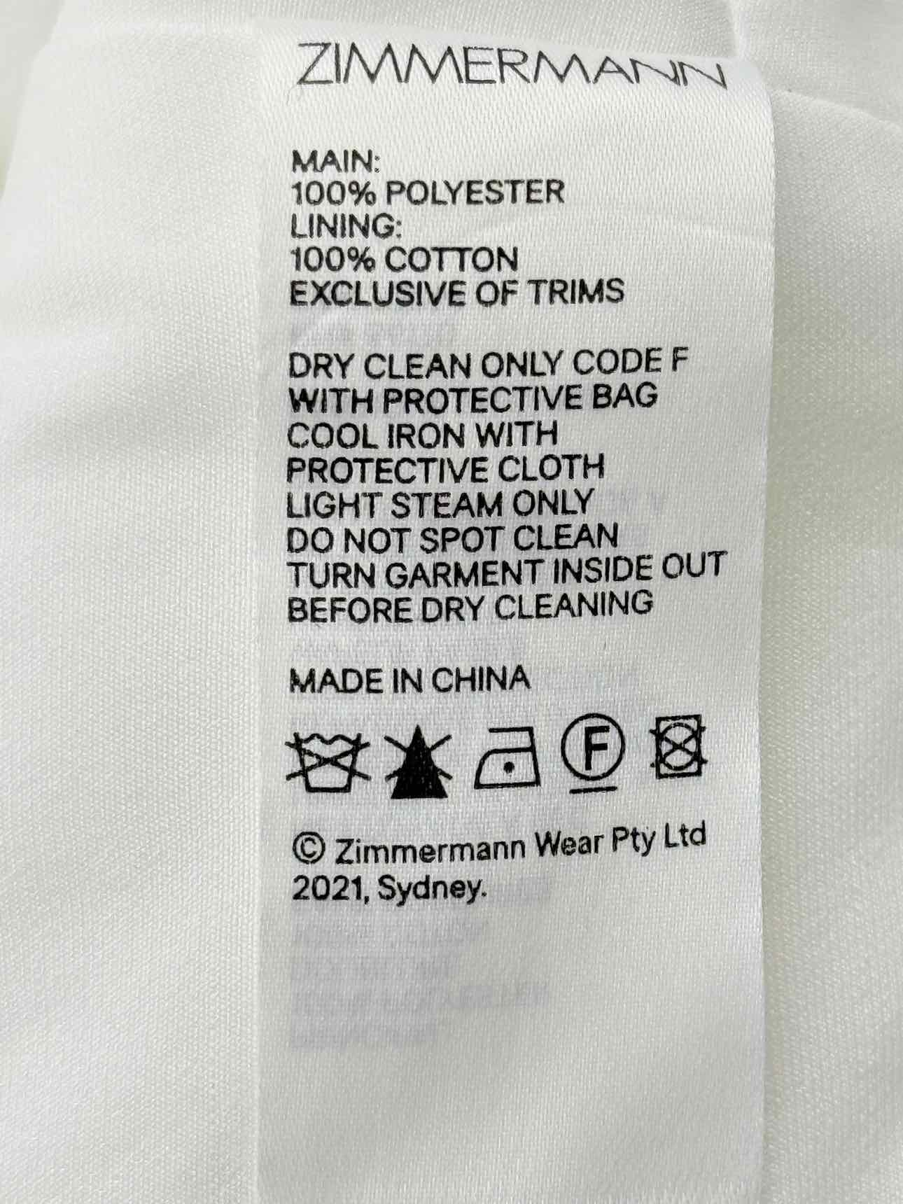 ZIMMERMANN White Ruffled Trim Size US 8 Top