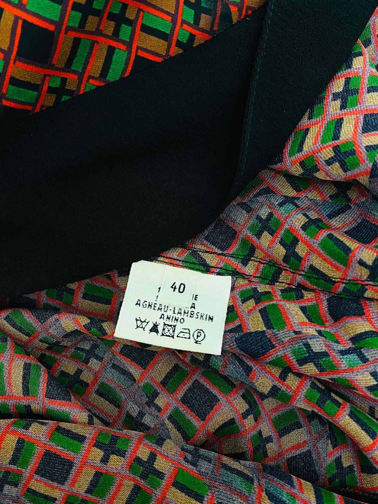 HERMES Black, Brown & Green Size US 8 Knee Length Dress