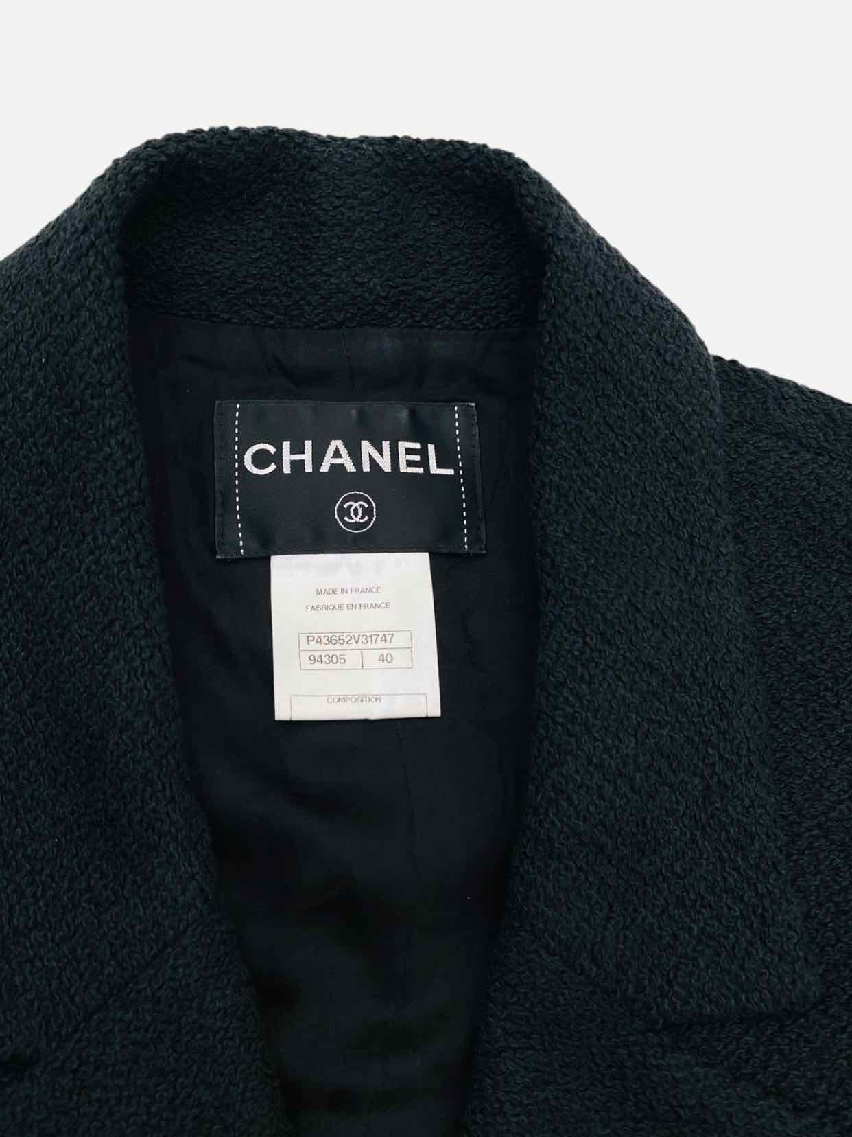 CHANEL Short Boxy Tweed Black Size US 8 Jacket