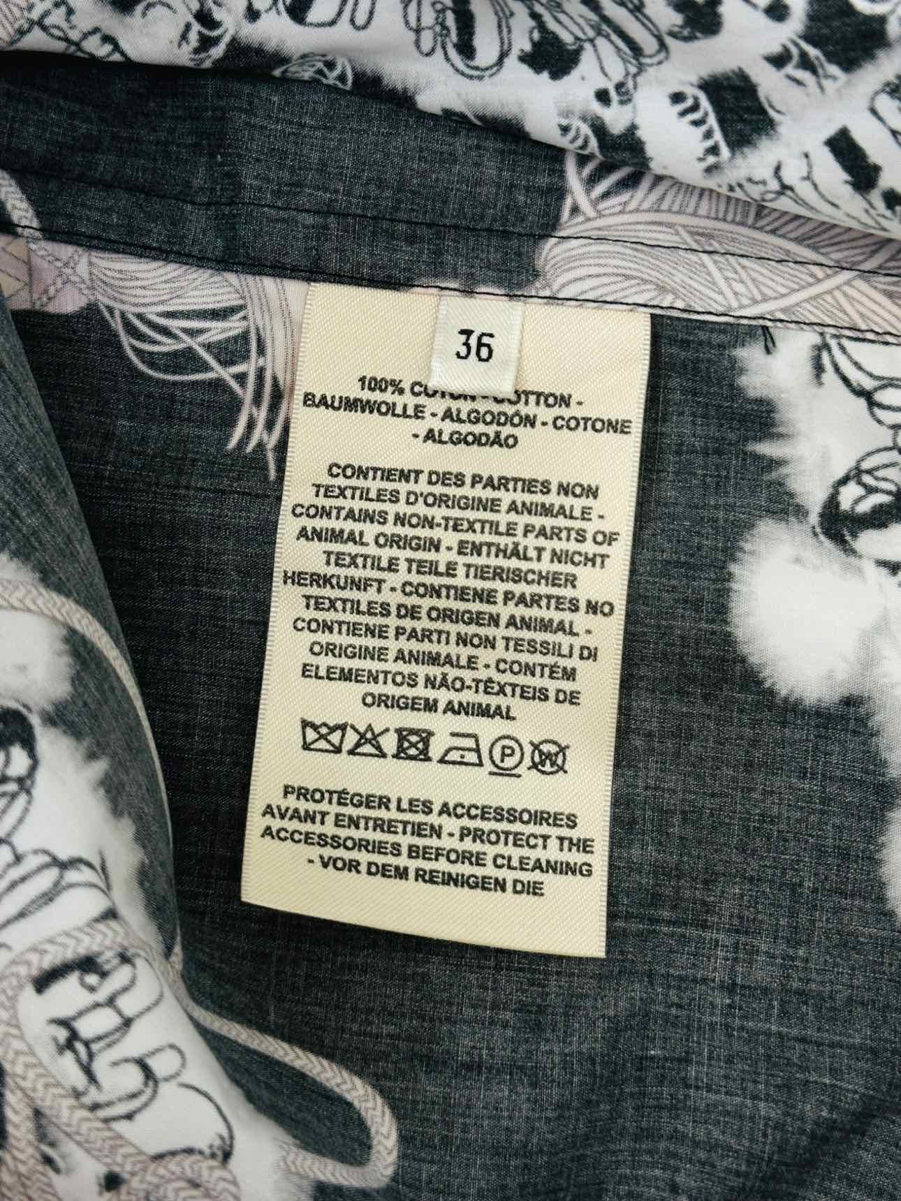 HERMES Black & White Print Size US 4 Shirt