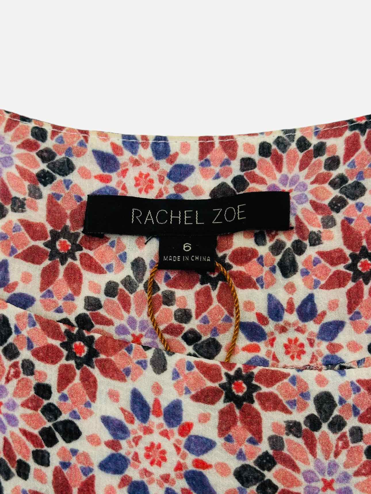 RACHEL ZOE White Multicolor Floral Size US 6 Top