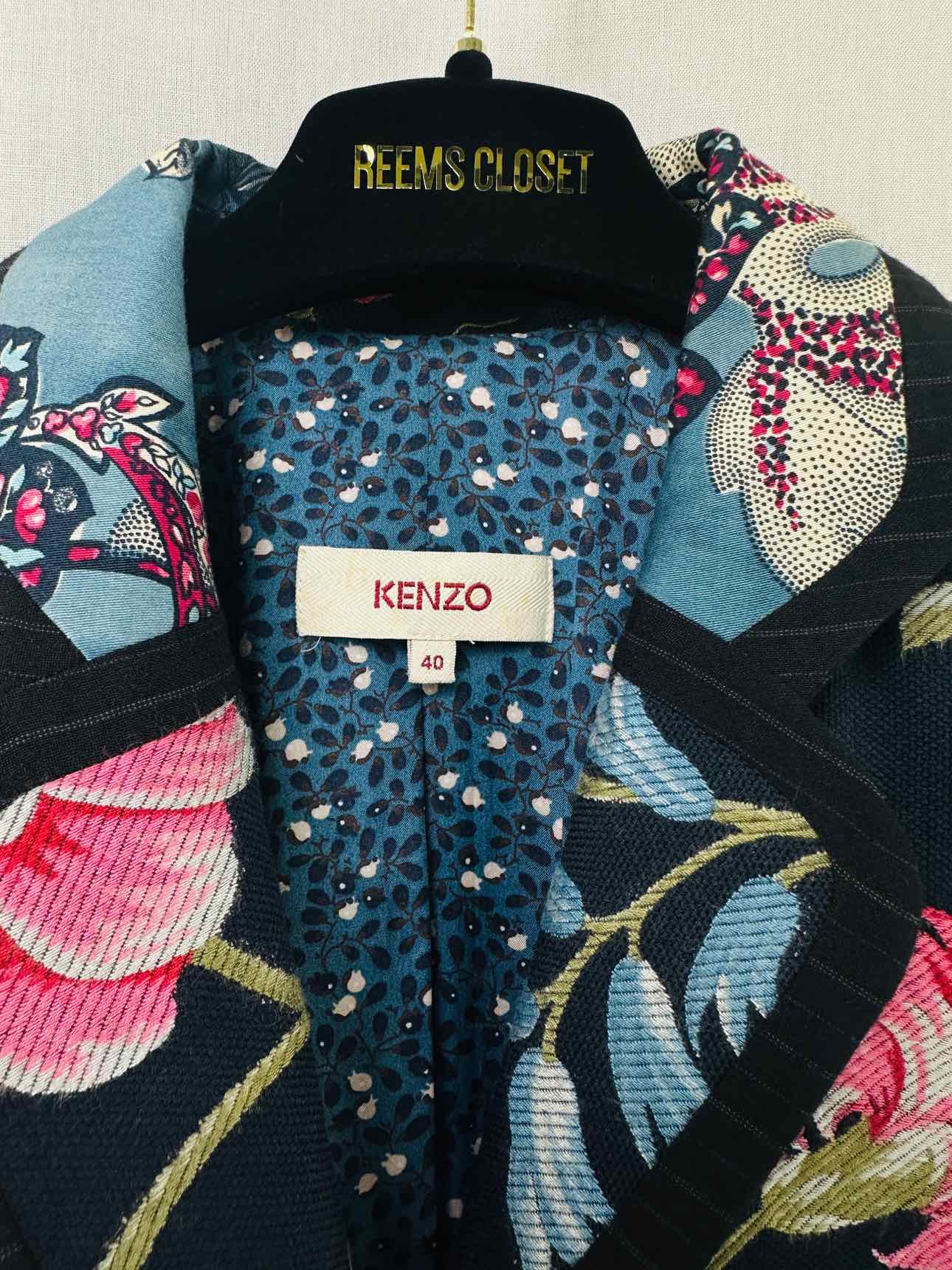 KENZO Navy Blue Multicolor Floral Size US 8 Jacket