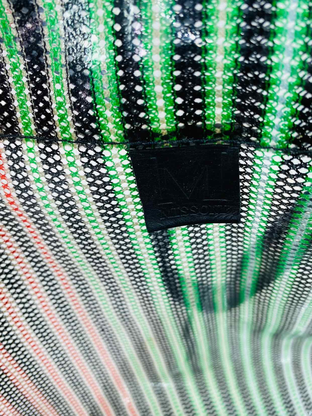 M MISSONI Shopping Black Multicolor Striped Tote Bag