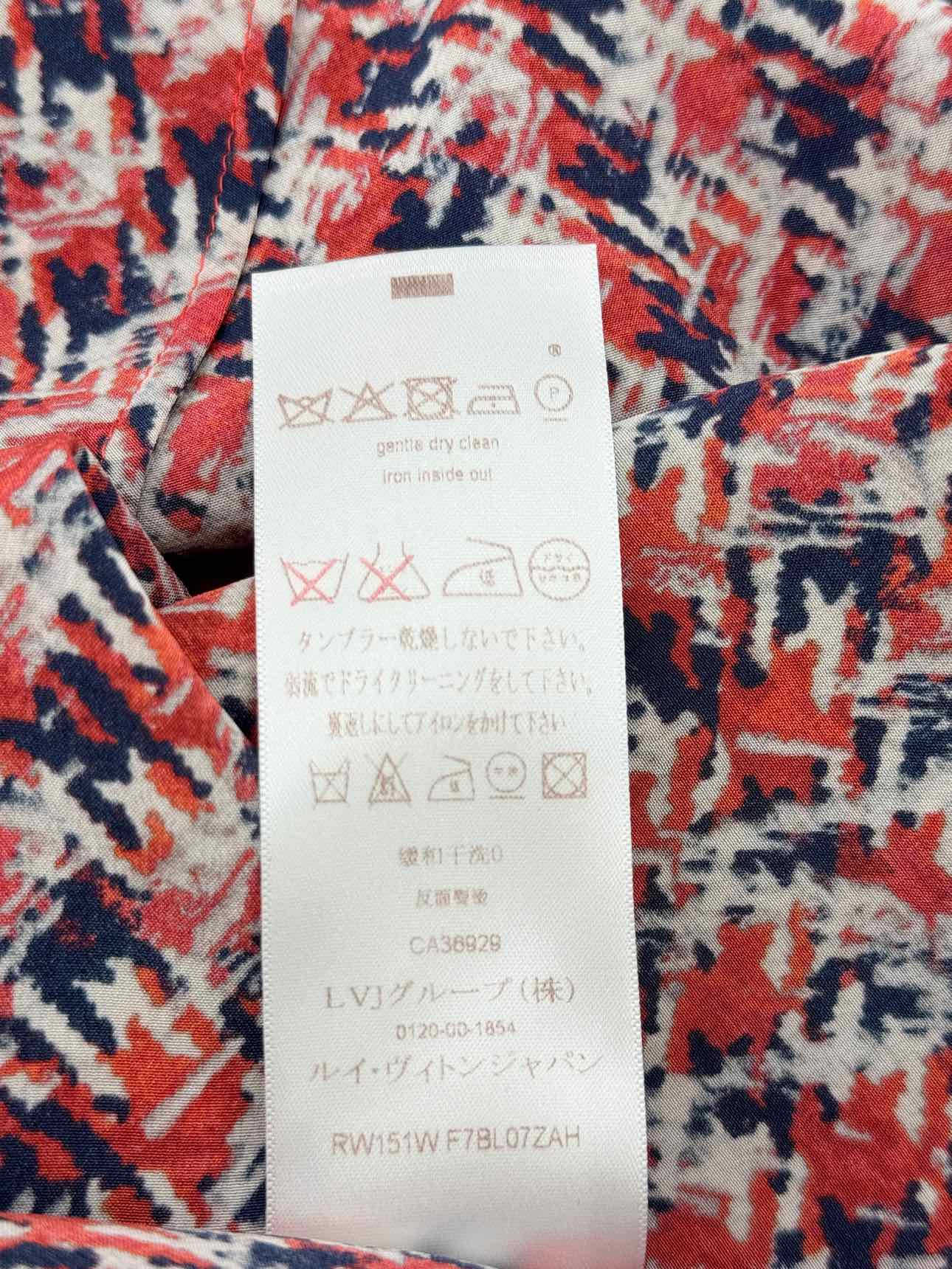LOUIS VUITTON Red Multicolor Printed Size US 2 Blouse