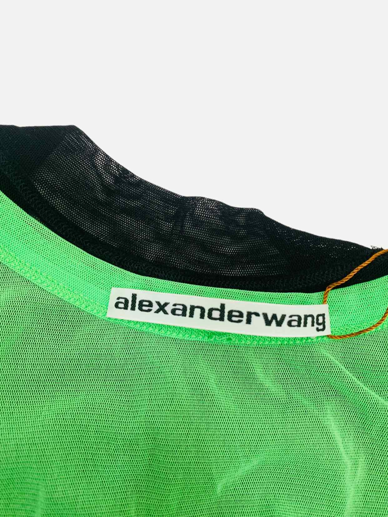 ALEXANDER WANG Sheer Green & Black Size Small Top