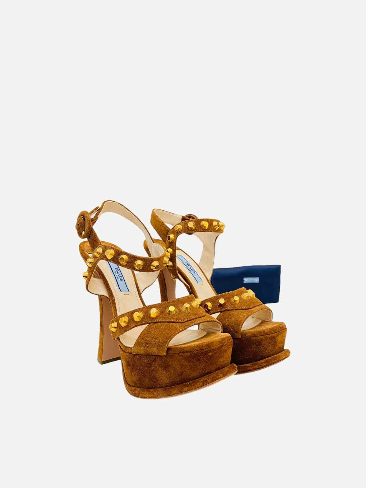 PRADA Abstract Brown Size EU 36.5 Heeled Sandals