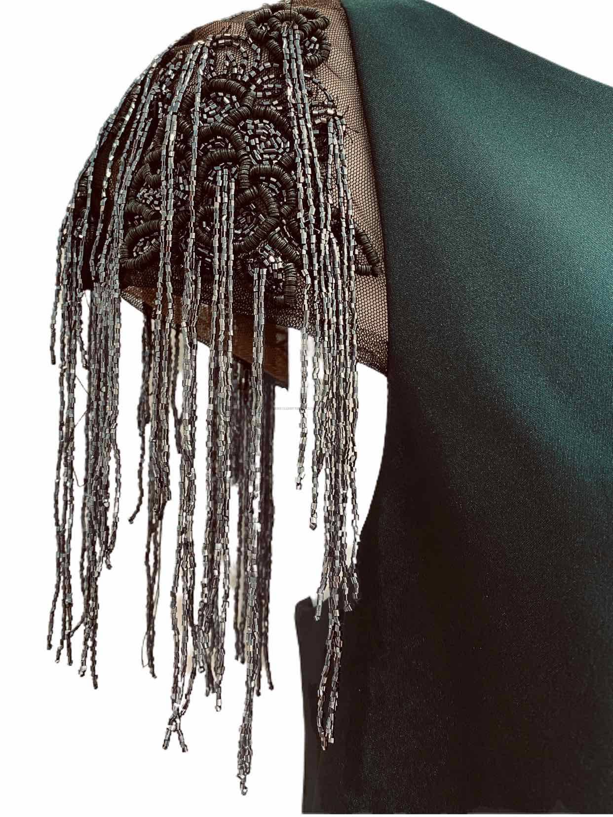 DAVID MEISTER Satin Dark Green Size US 6 Long Dress