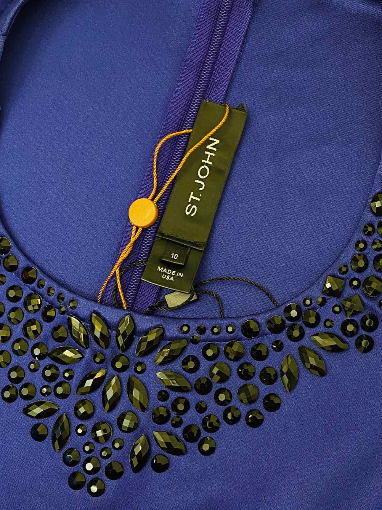 ST. JOHN Blue & Black Size US 10 Knee Length Dress