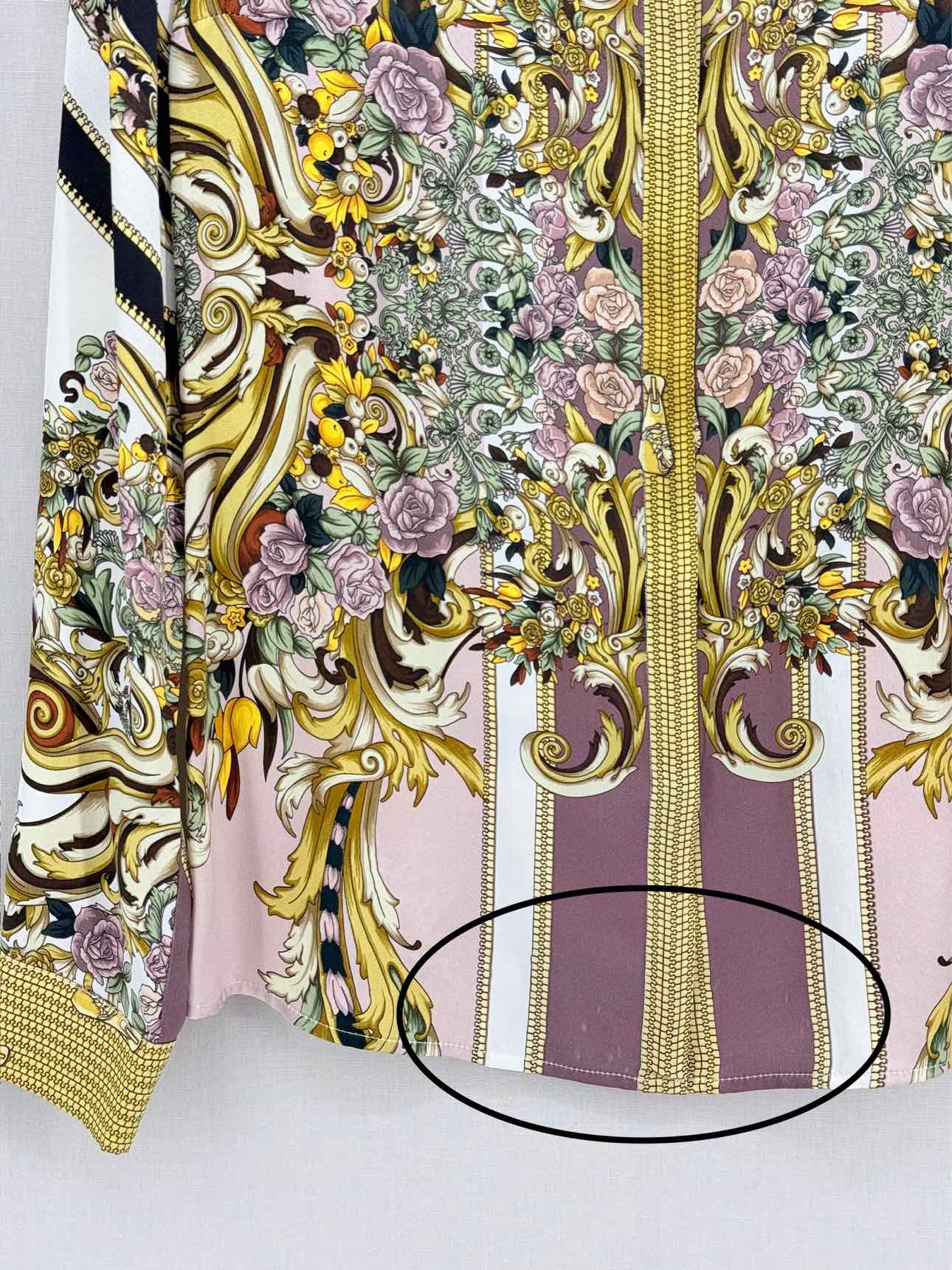 VERSACE Gold Multicolor Baroque Print Size US 6 Shirt