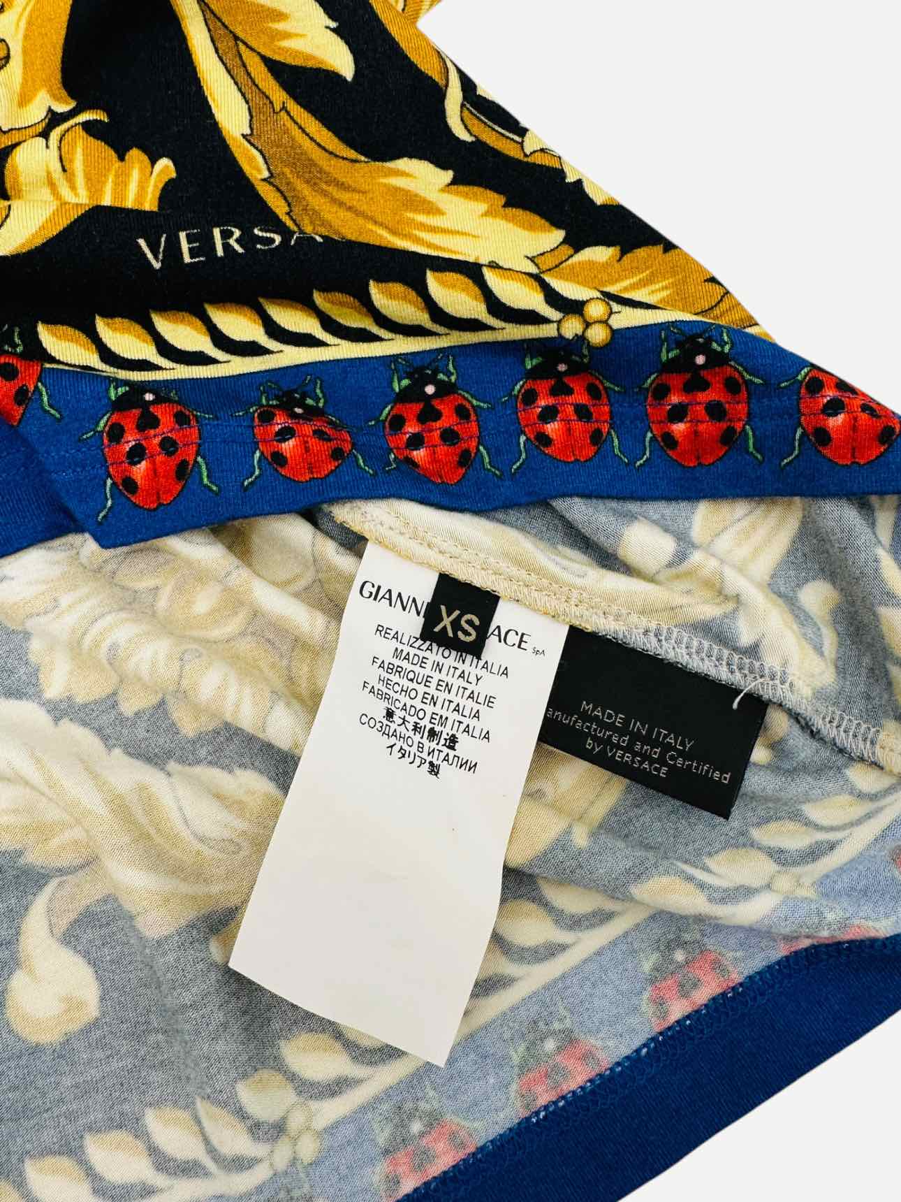 VERSACE Blue Multicolor Printed Size XSmall Top