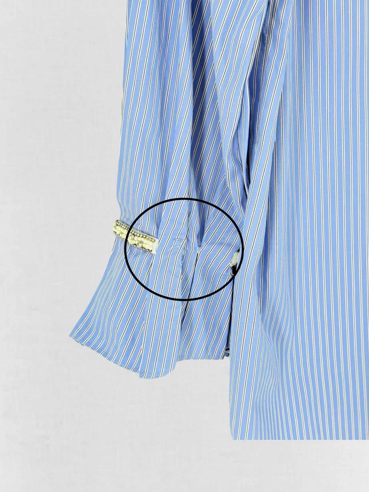 SANDRO Blue & White Striped & Check Size US 8 Shirt