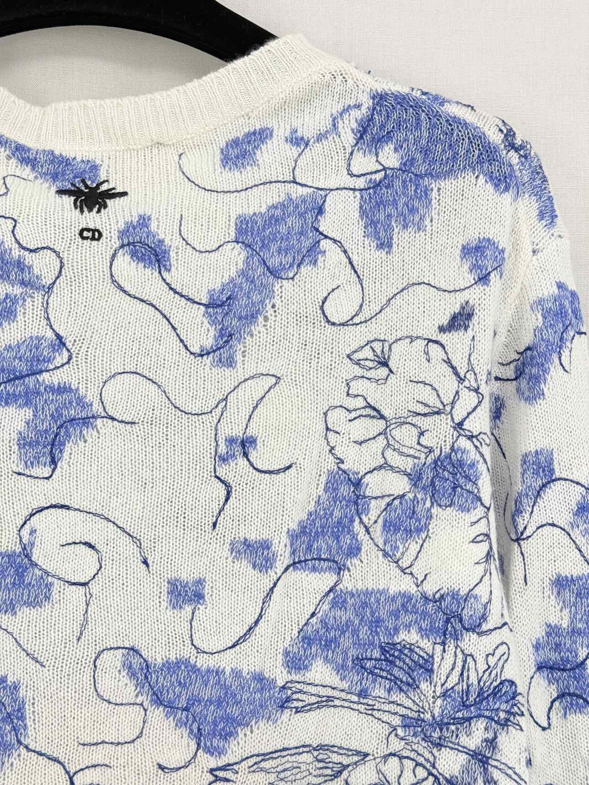 CHRISTIAN DIOR Blue & White Size US 2 Sweater