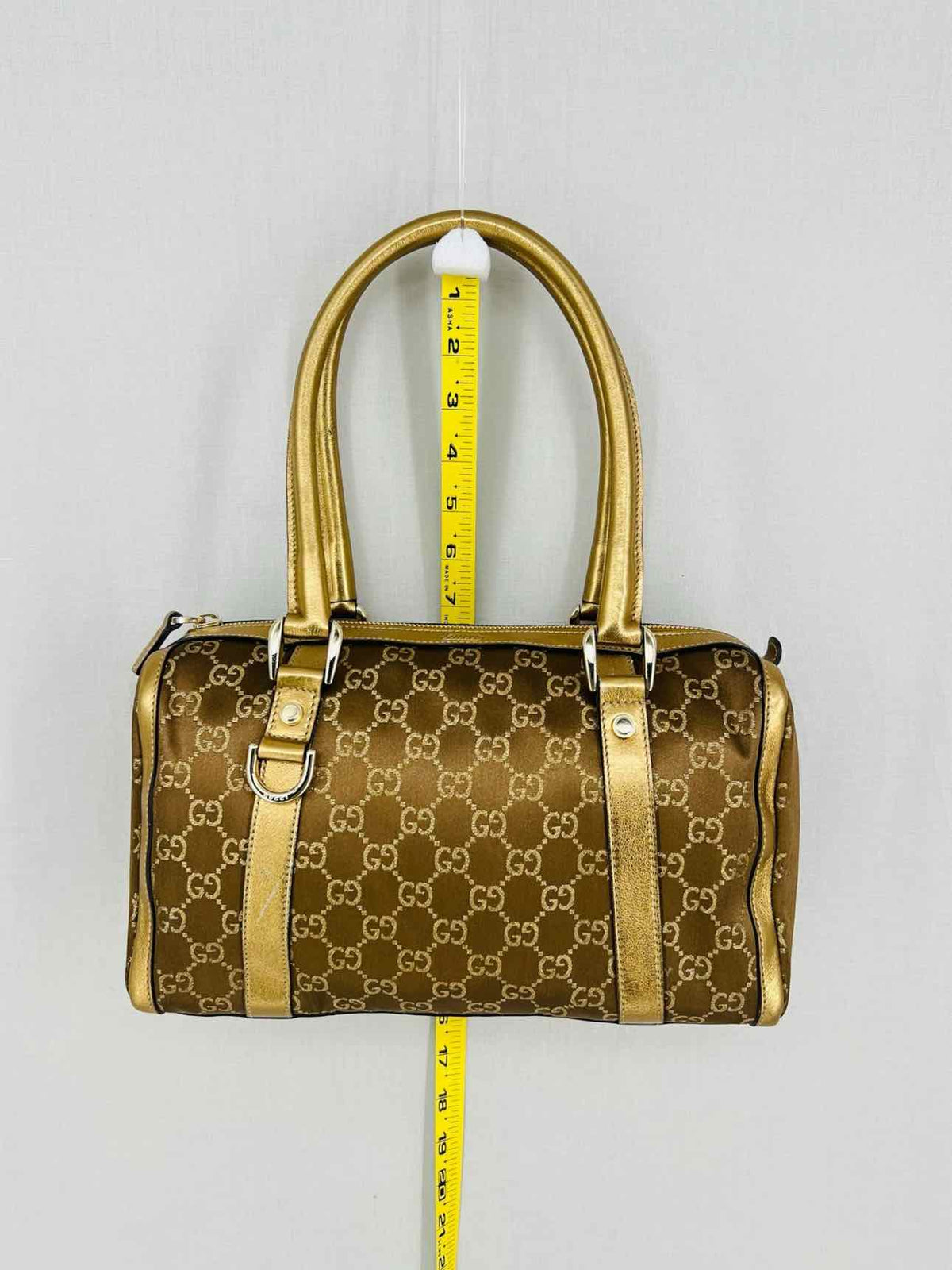 GUCCI Boston Brown & Bronze GG Monogram Top Handle
