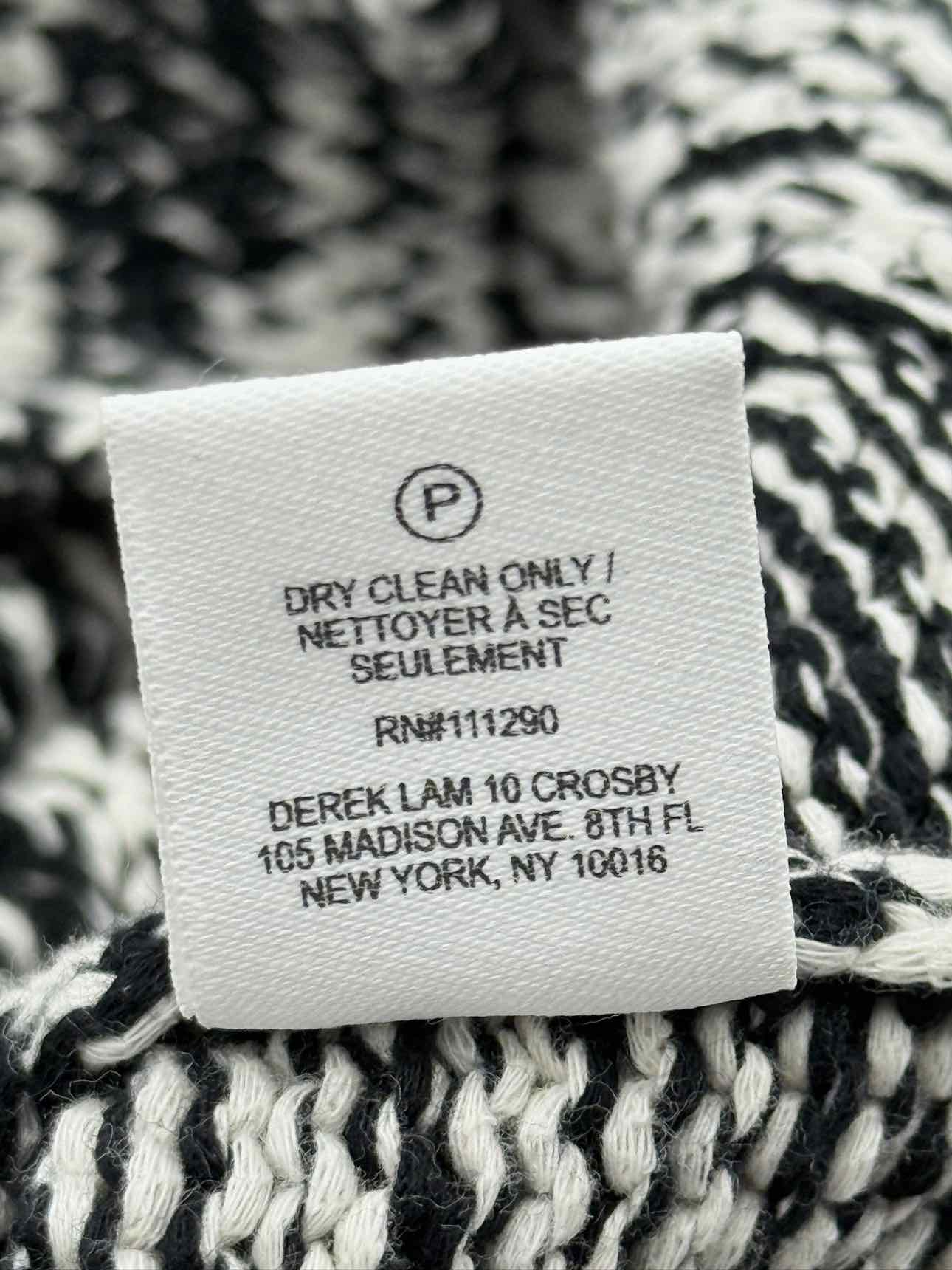 DEREK LAM Polo Neck Black & White Knit Size Large Top