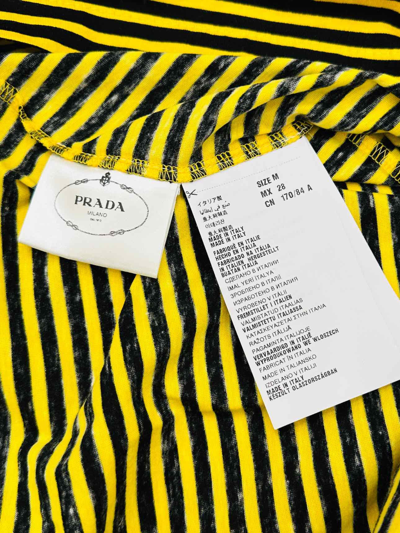 PRADA Yellow & Black Striped Size Medium Top