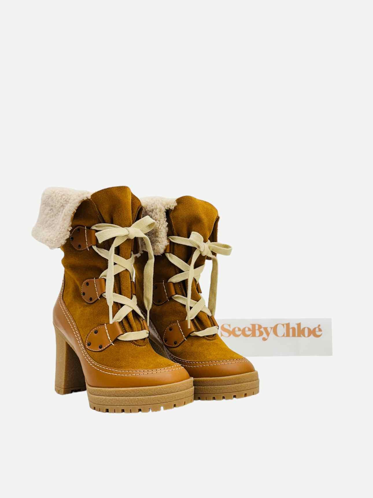 Pre - loved SEE BY CHLOE Verena Tan Ankle Boots 37 at Reems Closet