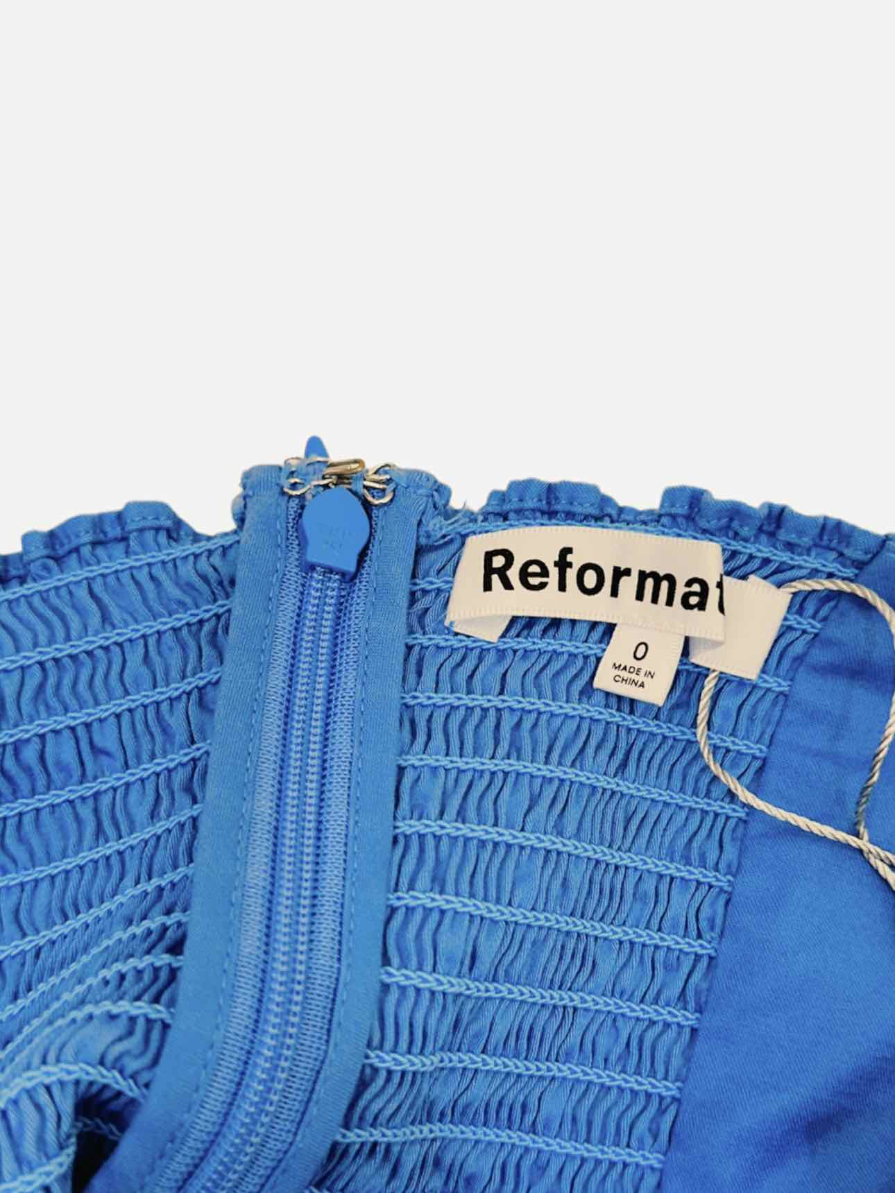 REFORMATION Square Neck Blue Size US 0 Short Dress
