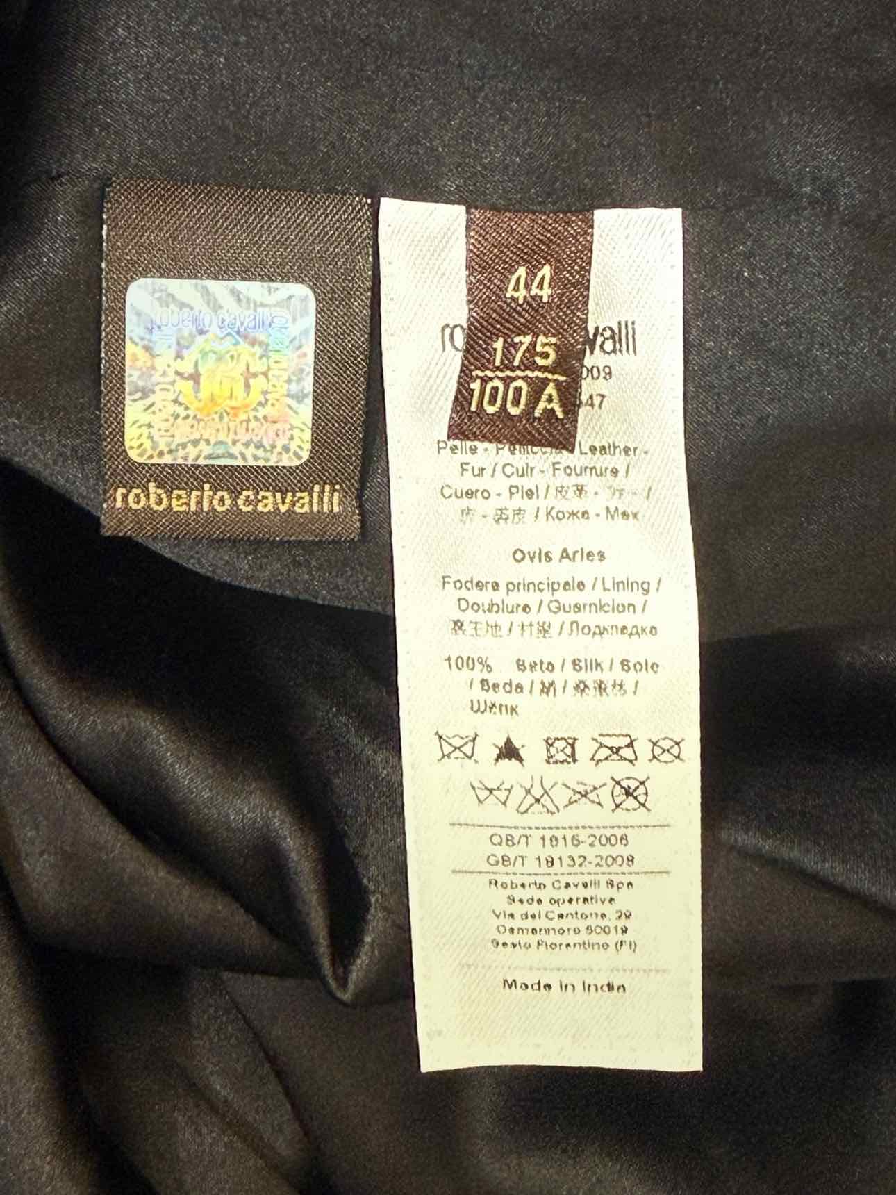 ROBERTO CAVALLI Leather Black Braided Size US 8 Jacket