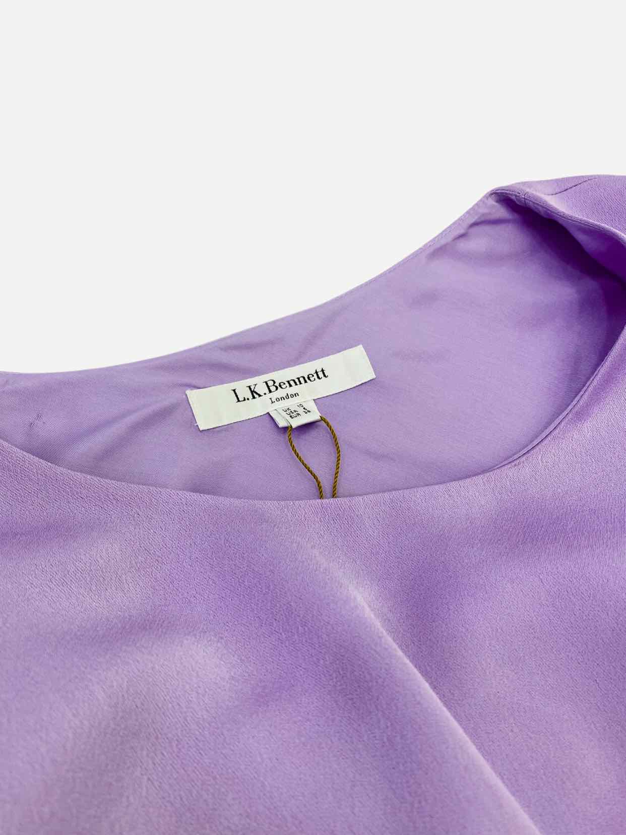 LK BENNETT Cape Sleeve Purple Size US 6 Short Dress