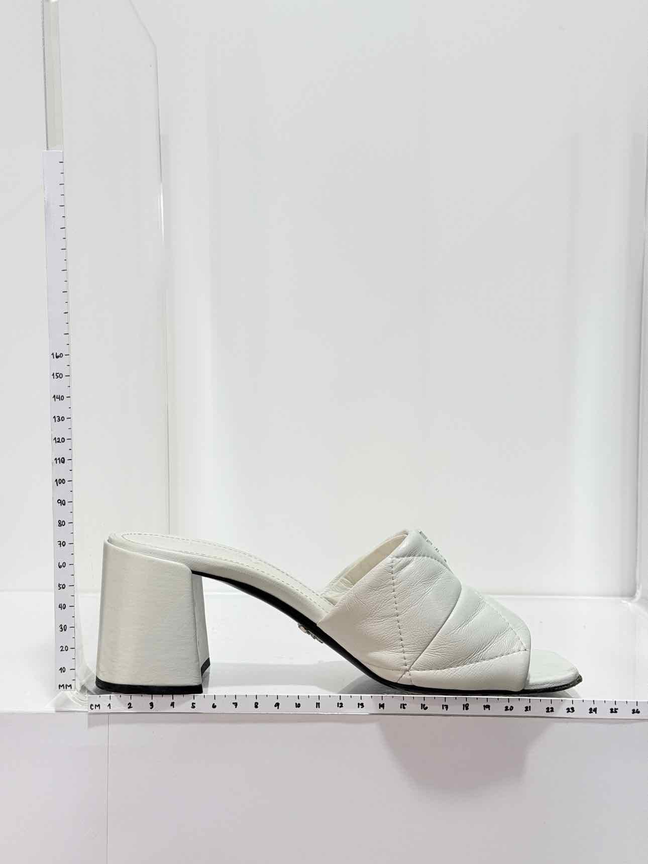 PRADA White Quilted Size EU 37.5 Heeled Sandals