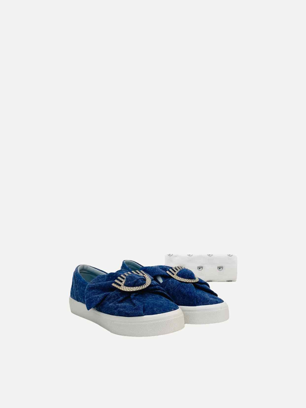 CHIARA FERRAGNI Slip On Blue Size EU 36 Sneakers