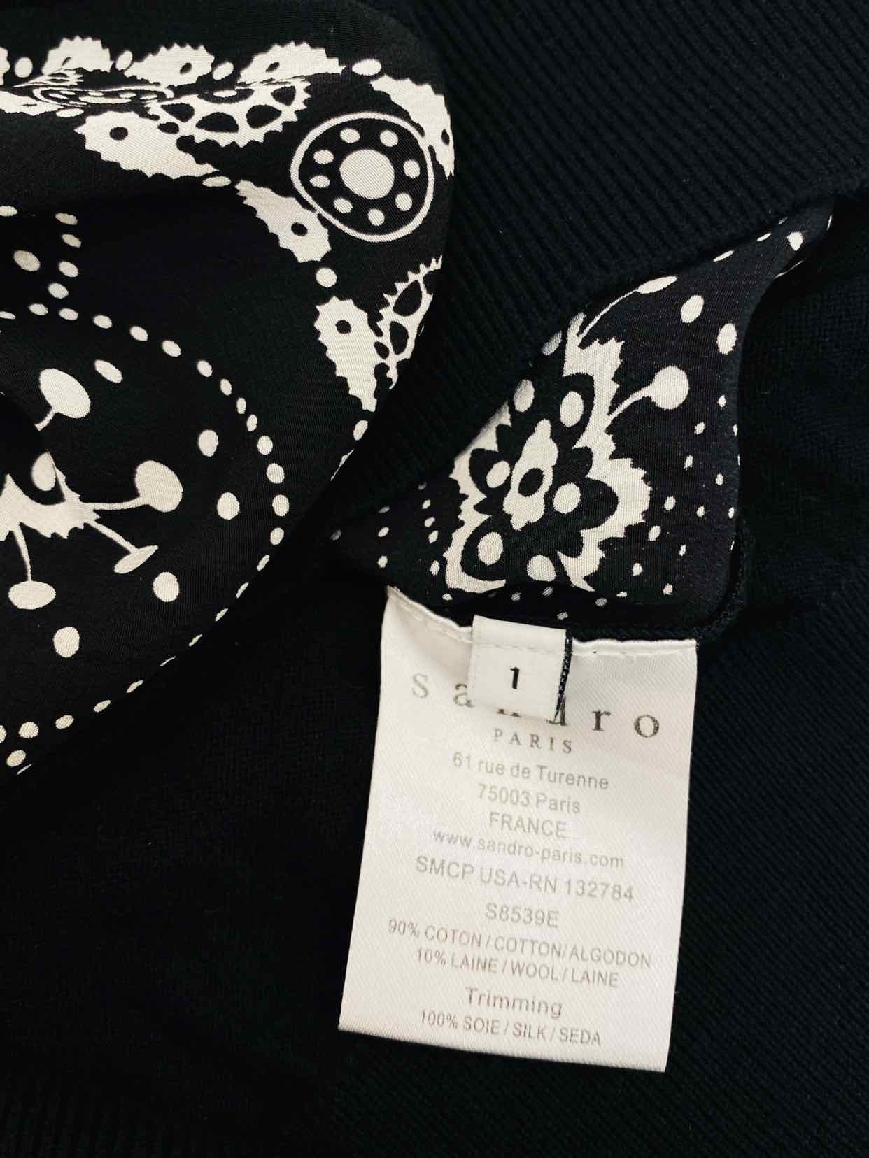 SANDRO Black & Blue Printed Size Small Jumper