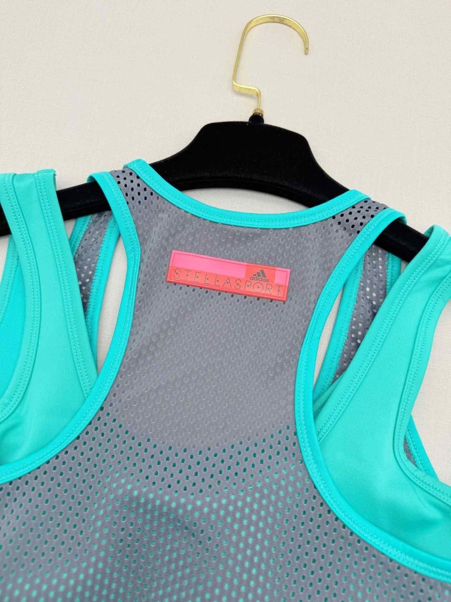 Pre-loved ADIDAS Grey & Turquoise Size Small Sports Top at Reems Closet