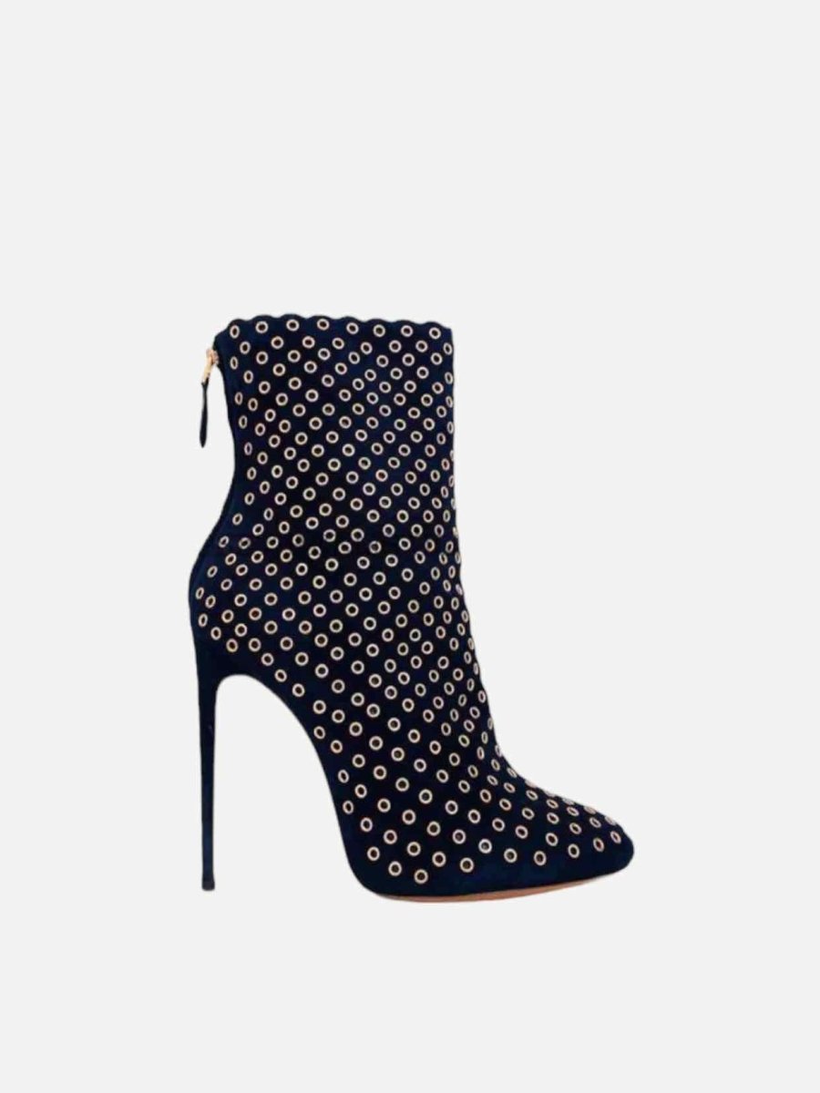 ALAIA Metal Eyelet Navy Blue Size EU 41 Ankle Boots Reems Closet
