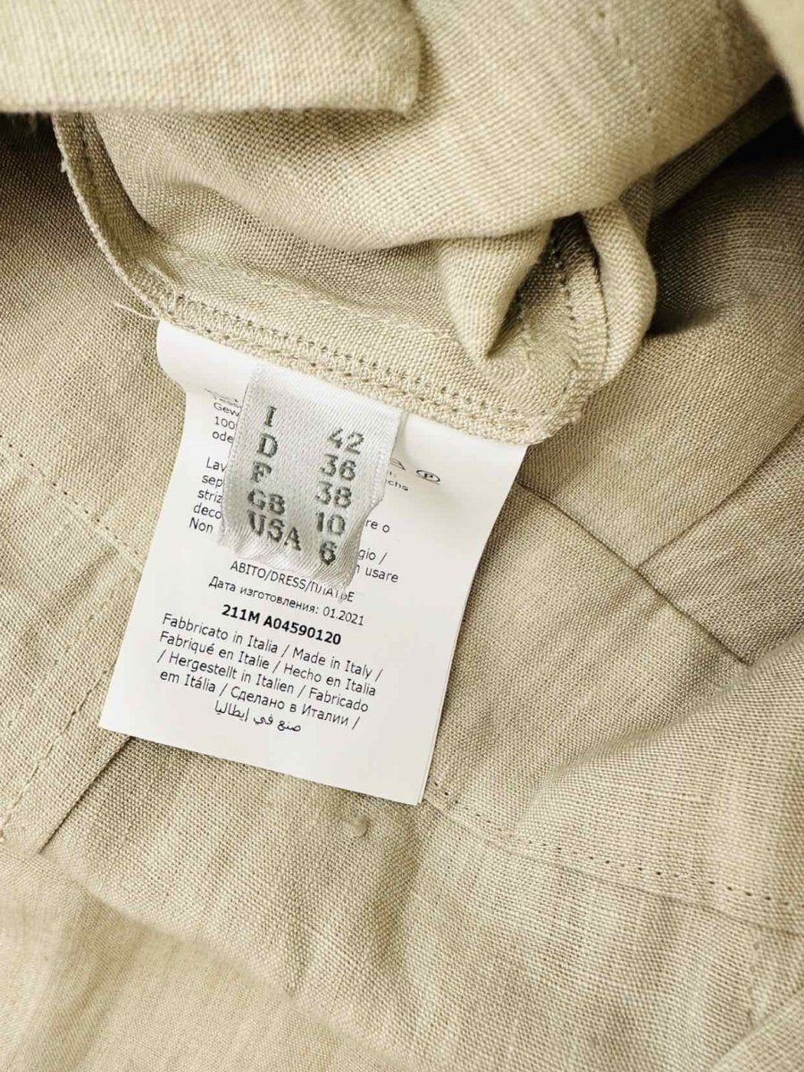 Pre - loved ALBERTA FERRETTI Safari Khaki Short Dress US6 at Reems Closet