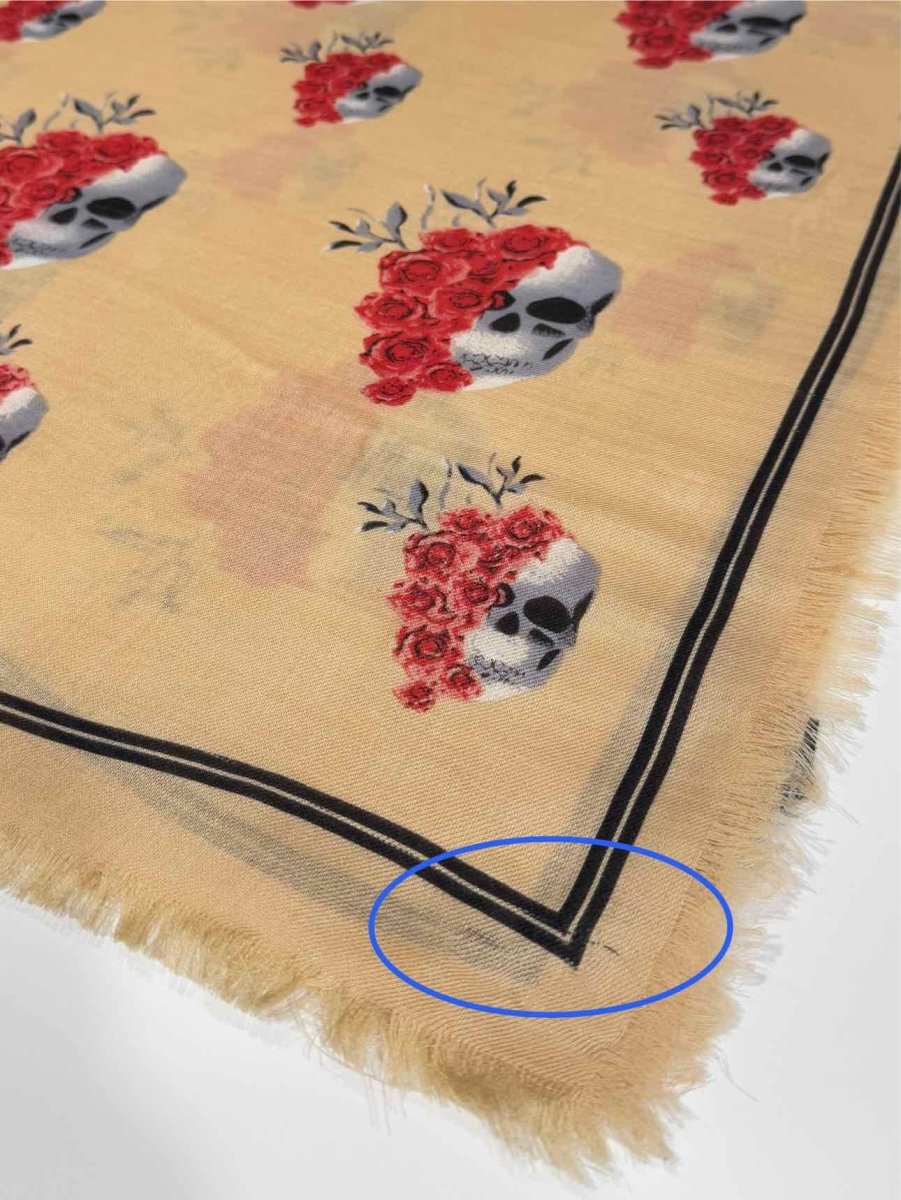 Pre - loved ALEXANDER MCQUEEN Beige & Red Printed Scarf at Reems Closet